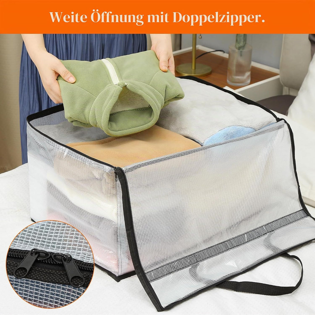 Vieshful 7 Stück 60L Faltbare Aufbewahrungstasche gross aus Transparentem PVC mit Reissverschluss &amp;