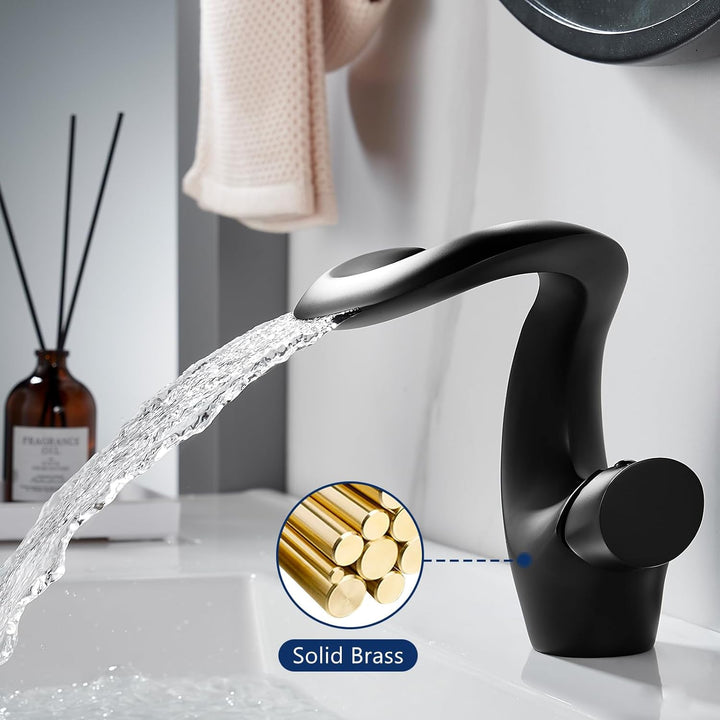 Wasserhahn Bad Schwarz Waschtischarmatur Wasserfall Mischbatterie Waschbecken Armaturen Modern Armat
