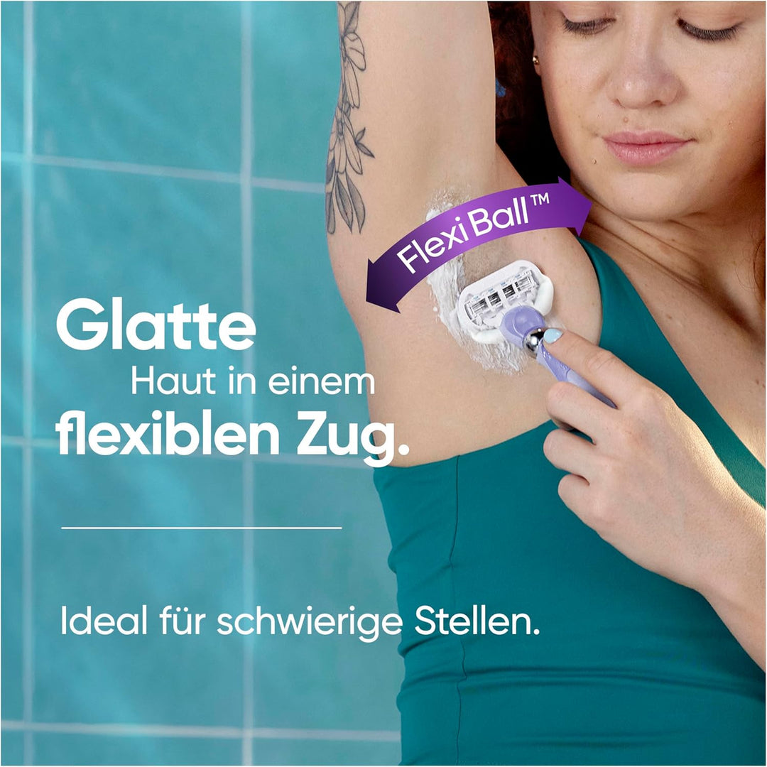 Gillette Venus Deluxe Smooth Swirl Rasierer Damen, Damenrasierer + 9 Rasierklingen mit 5-fach Klinge