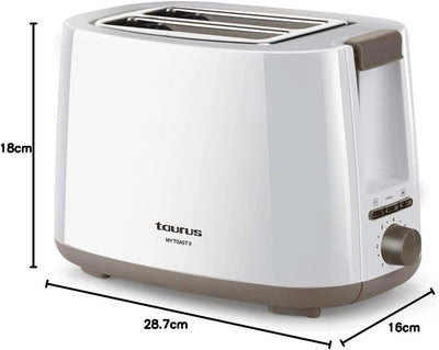 Taurus Mytoast II - Zwei-Schlitz-Toaster | 750W | Funktionen Stopp | Wiederaufwärmen und Auftauen |