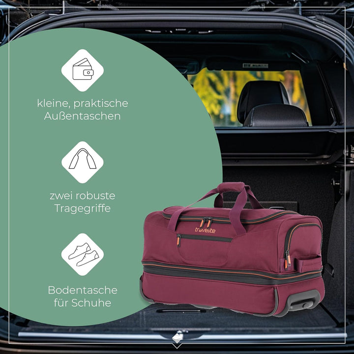 travelite 2-Rad Trolley Reisetasche Gr. S mit Dehnfalte, Gepäck Serie BASICS: Weichgepäck Reisetasch