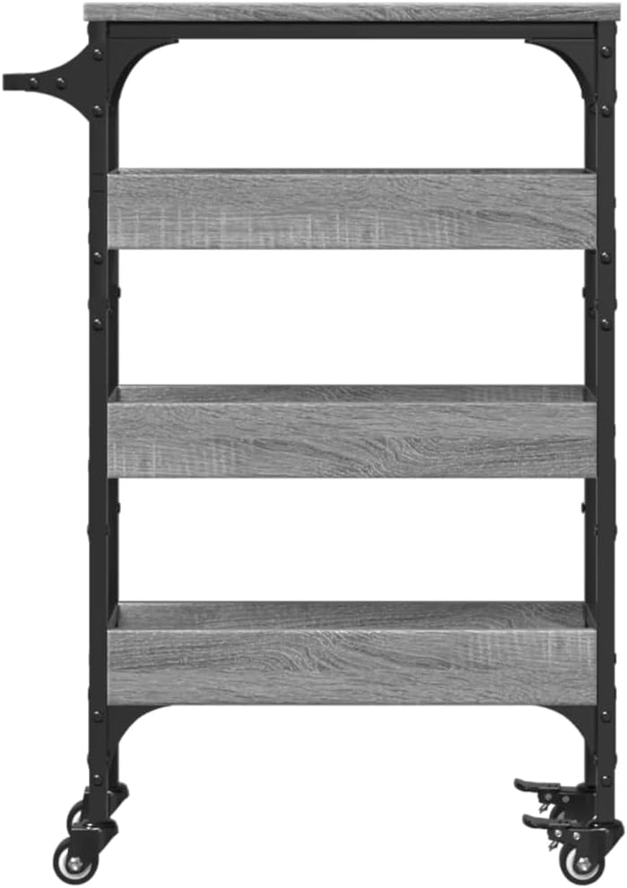 Küchenwagen Grau Sonoma 53x20x76 cm Holzwerkstoff, Rollwagen, Kleines Regal, Regal Küche, Badezimmer
