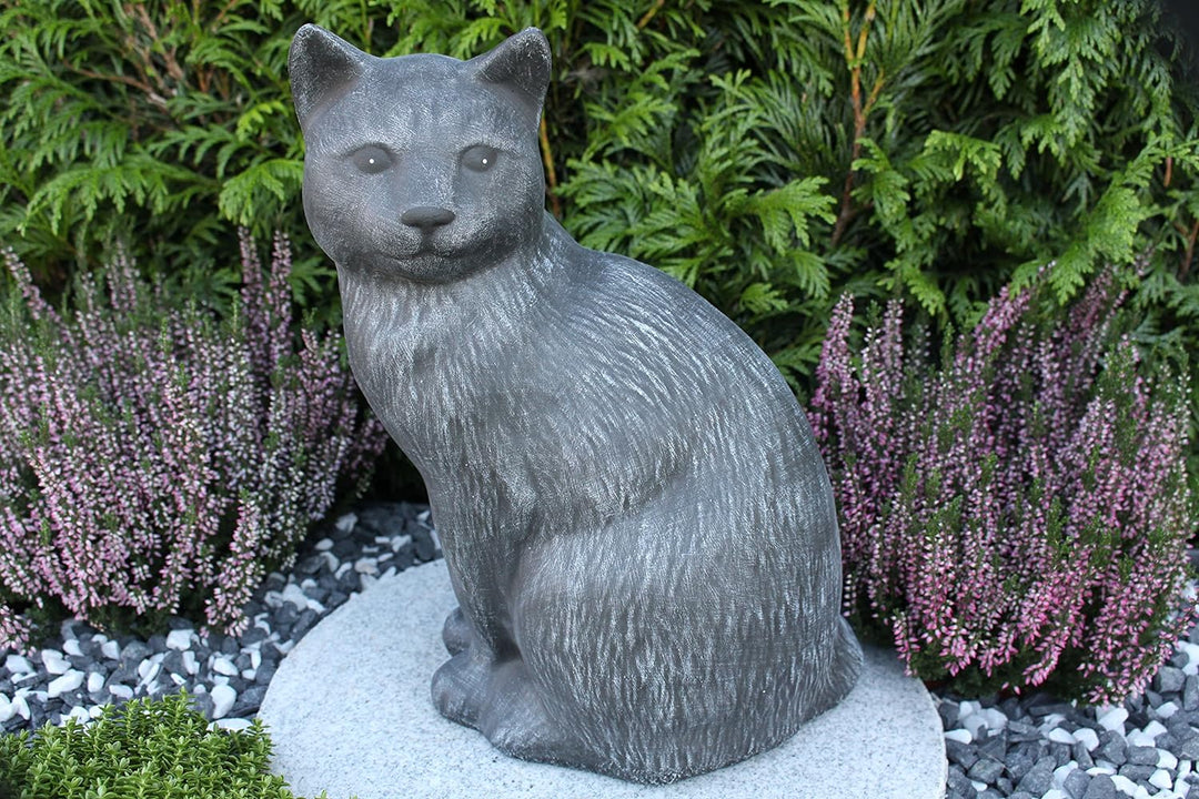 STEINFIGUREN SPICKER Steinfigur Katze gross, 179/1 Gartenfigur Steinguss Tierfigur Basaltgrau