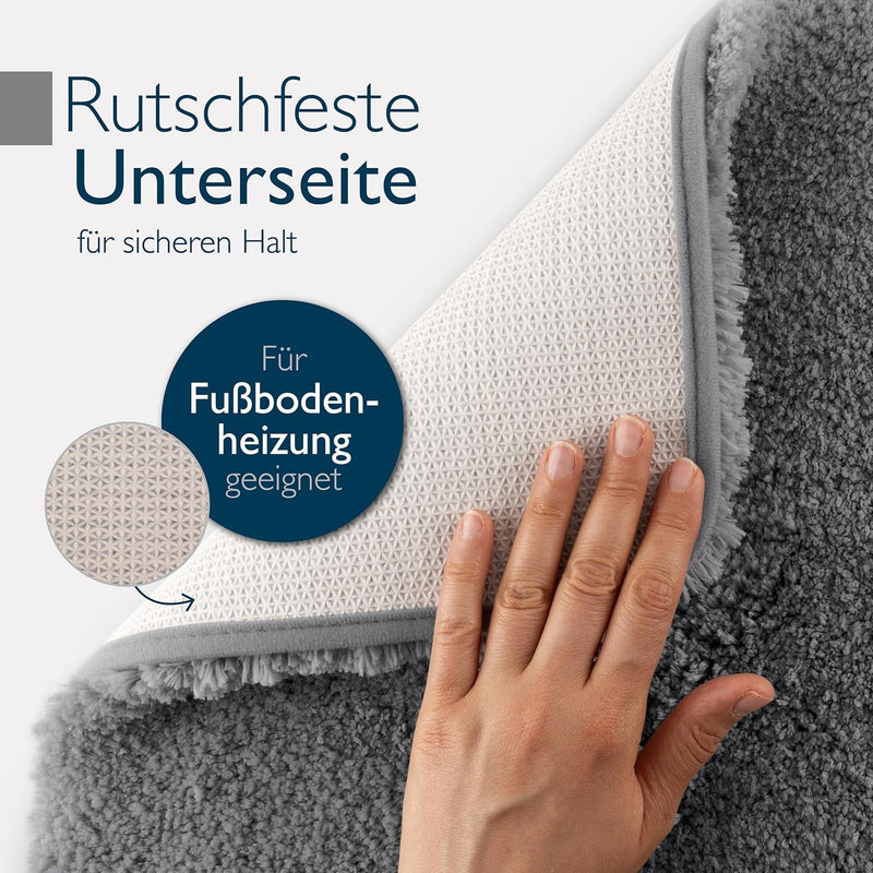 Beautissu Badematte rutschfest 100x60 cm – Duschvorleger Hochflor Badteppich rutschfest Waschbar Sha