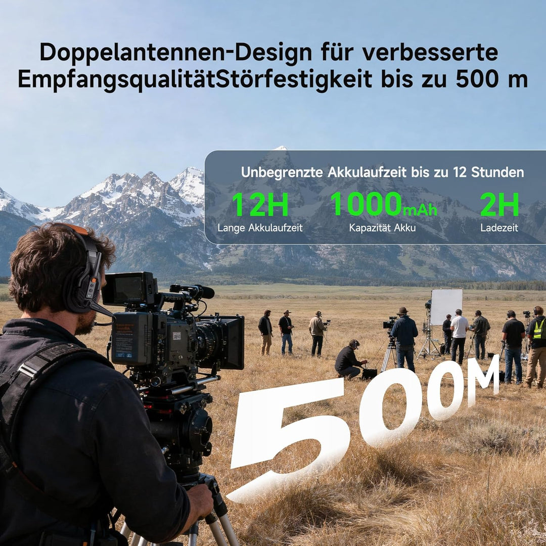 COMICA Seekcom S1 Drahtloses Intercom-Headset-System, 2,4 GHz Vollduplex für 5 Personen, AI/ENC-Raus