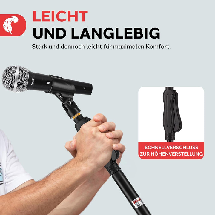 Pyle Universeller Mikrofonständer – M-6 Mikrofonhalter und Höhenverstellbar von 27,5” bis 57,5” Zoll