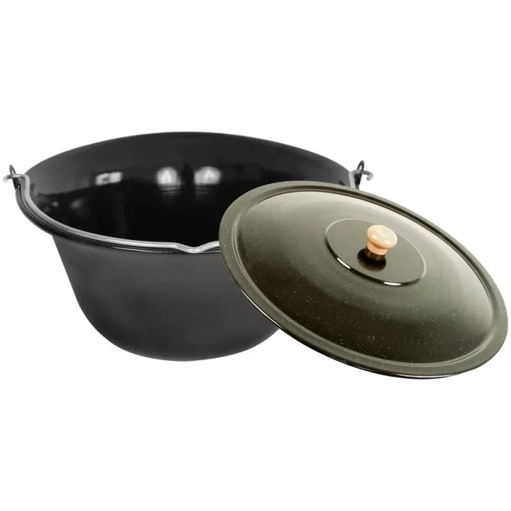 GRILLPLANET Gulaschkessel Set 4 Liter emailliert mit Deckel blau-schwarz