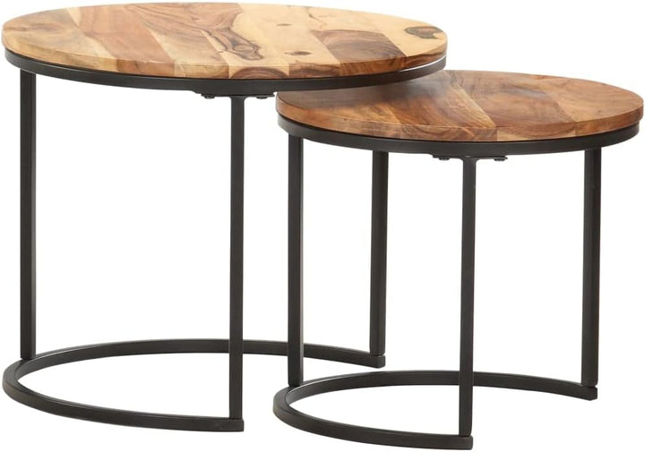 vidaXL 2X Akazienholz Massiv Satztisch Couchtisch Beistelltisch Kaffeetisch Sofatisch Holztisch Tisc