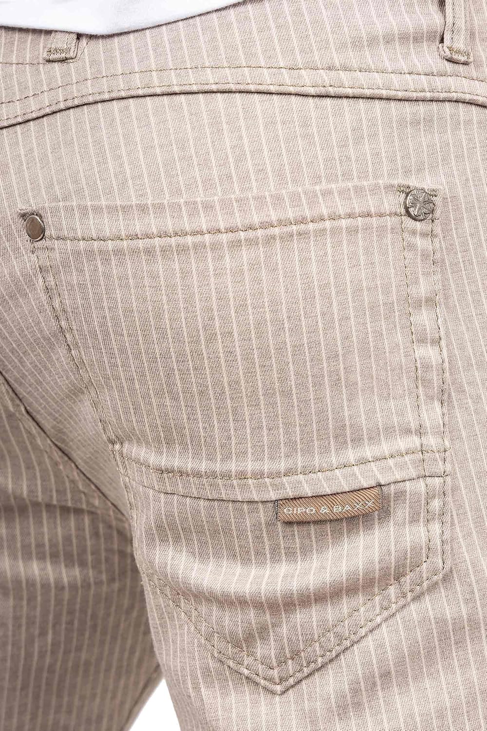 Cipo & Baxx Herren Slim Fit Hose Stoffhose im modernen Look 31W / 32L Beige - 02, 31W / 32L Beige -