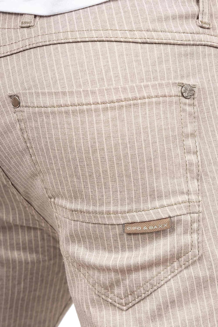 Cipo & Baxx Herren Slim Fit Hose Stoffhose im modernen Look 31W / 32L Beige - 02, 31W / 32L Beige -