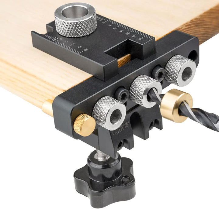 3-in-1 Holzbearbeitungs-Vorrichtungs-Set, 8/10/15 mm Stiftbefestigung, Stanzer, Lokalisierer, Dübel,
