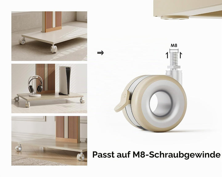 FITUEYES DESIGN Rollen 4er Set mit Bremse, M8 Gewinde, bis 80 kg belastbar, 360° Lenkrollen für Möbe