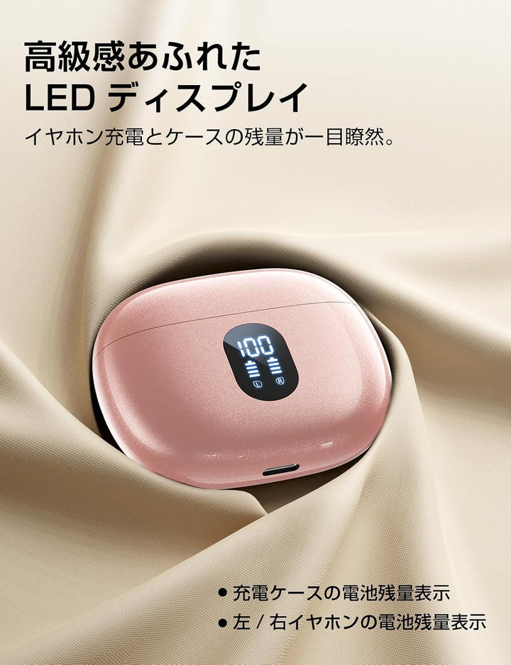 ZZU Bluetooth Kopfhörer Kabellos Bluetooth 5.4 In Ear Rosa, Rosa