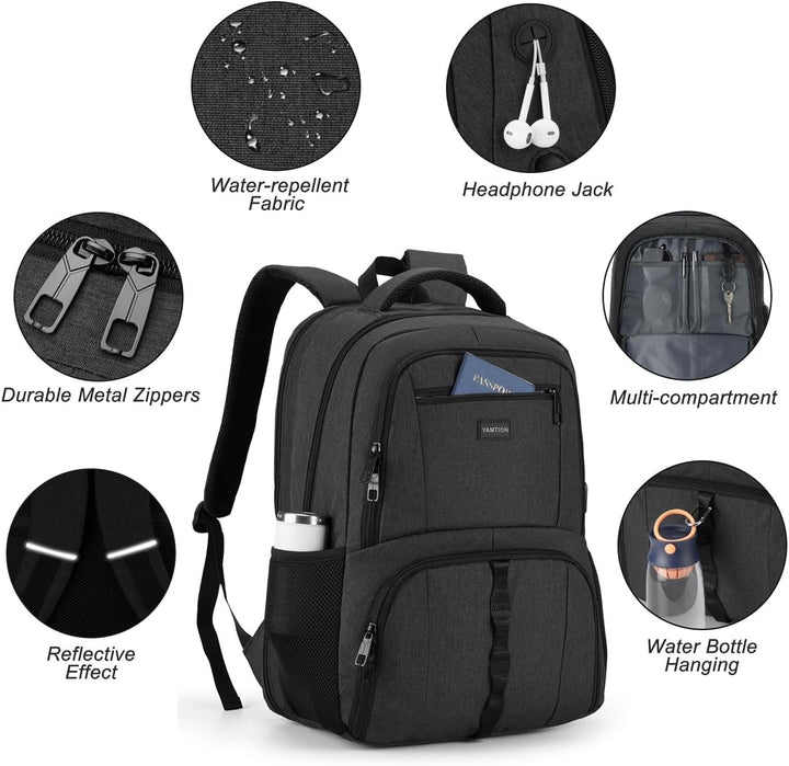 YAMTION 17,3 Zoll Rucksack Laptop Herren Gross mit Schuhfach und Laptopfach für Arbeit,Wasserdichter