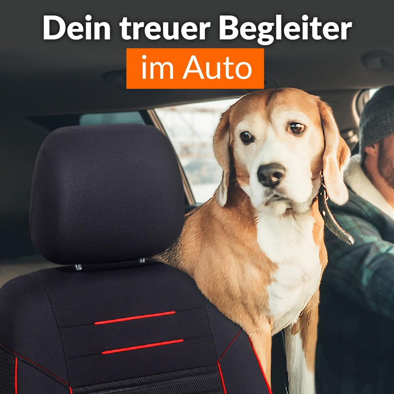 Upgrade4cars Auto-Sitzbezüge Vordersitze Schwarz Rot | Auto-Schonbezüge Set Vorne für Fahrersitz & B