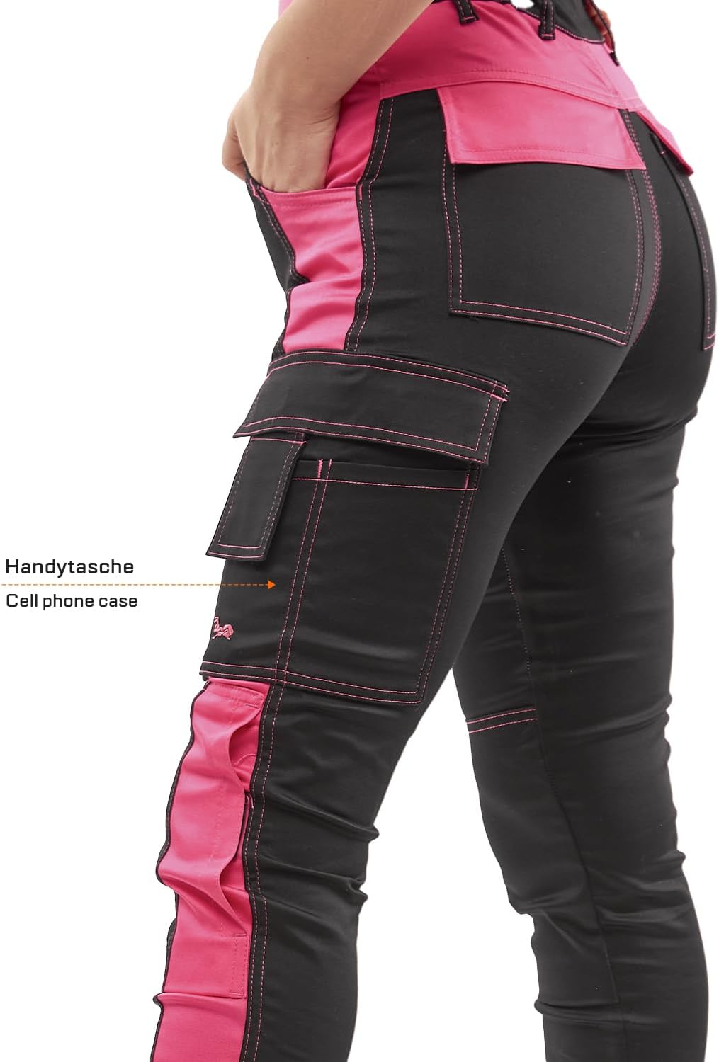 strongAnt Damen Arbeitshose komplett Stretch für Frauen Bundhose mit Kniepolstertaschen Schwarz Grau