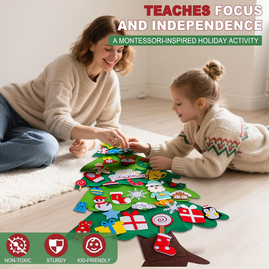 WEST STORY Filz Weihnachtsbaum für Kinder, 3.3Ft DIY Filz Tannenbaum Zum Schmücken mit 34 Ornamenten