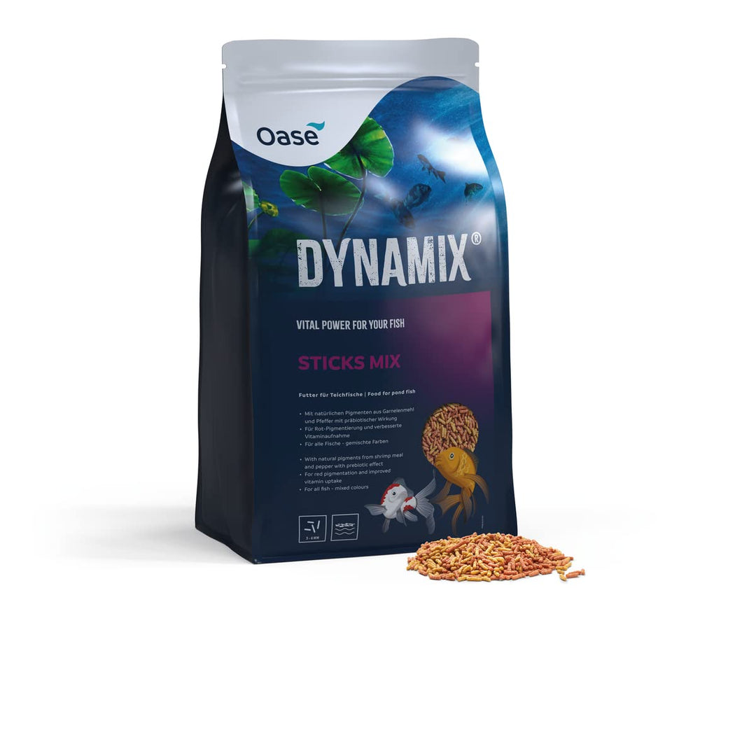 OASE Dynamix Sticks Mix 20 L, Fischfutter, Teichfischfutter, ideal bei gemischter Haltung von natur-