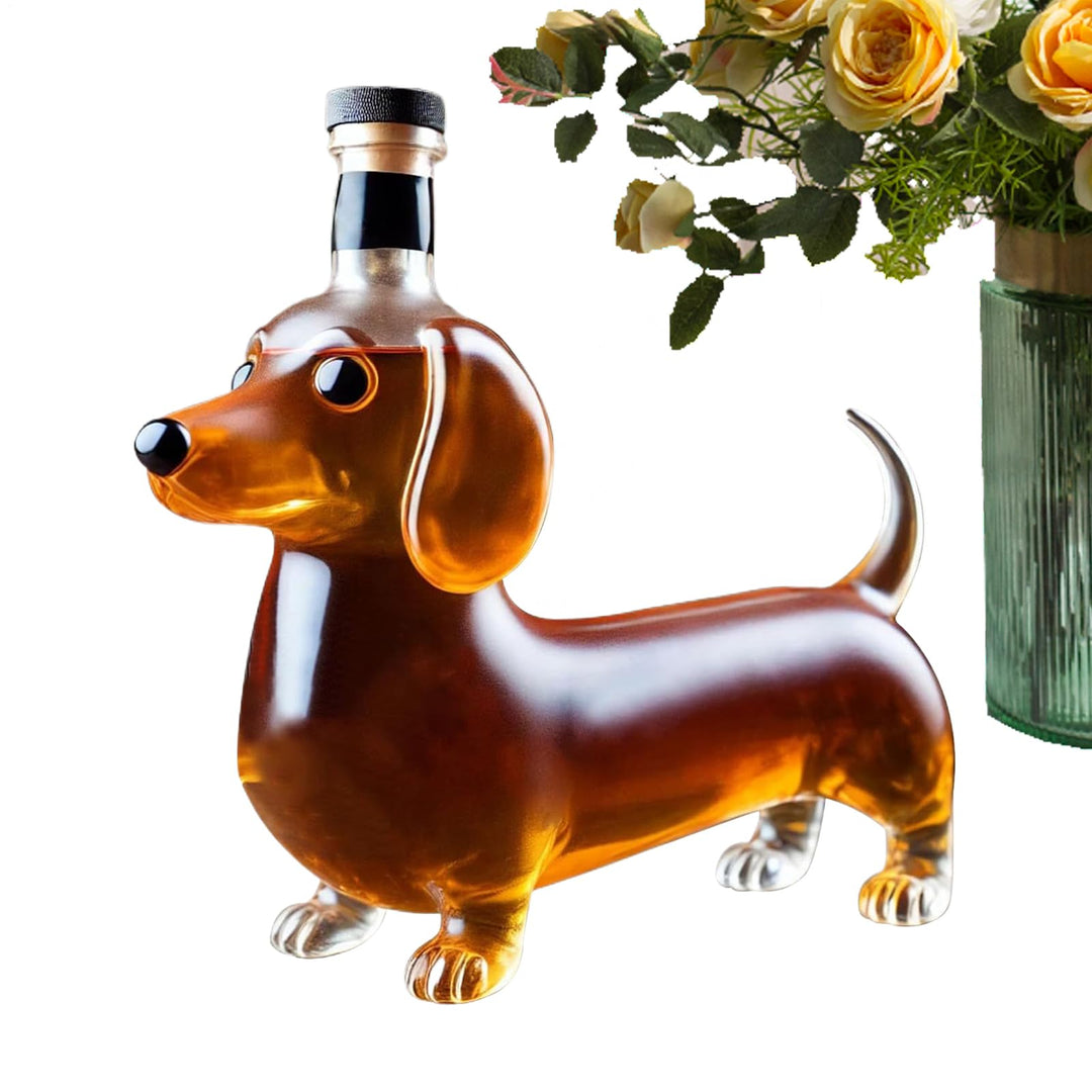 Whiskey Glasflasche - Lustige Whiskey Glasflasche Dackel Form - Dekorative Dekanter Tier Statue Wein