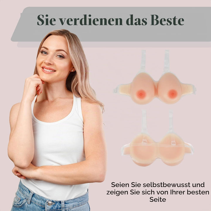 Windsleeping Silikon Brustprothese mit Trägern, Mastektomie-Prothese, Fake Brüste Nackt B, Nackt B