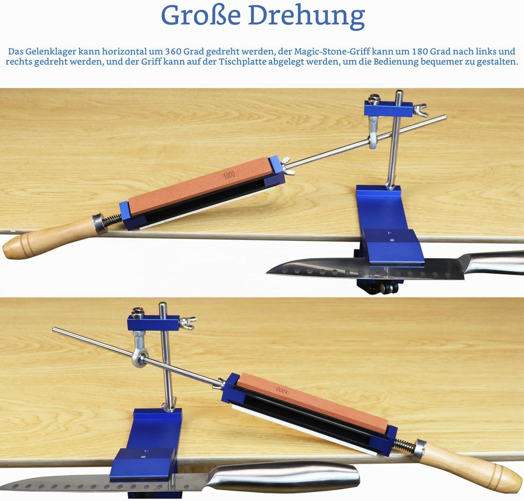 Knife Sharpener mit 8 Schleifsteine, TOOSOAR Messerschärfer Profi, Festwinkel Messer Schleifgerät fü