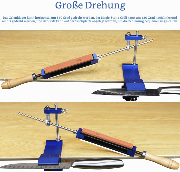 Knife Sharpener mit 8 Schleifsteine, TOOSOAR Messerschärfer Profi, Festwinkel Messer Schleifgerät fü
