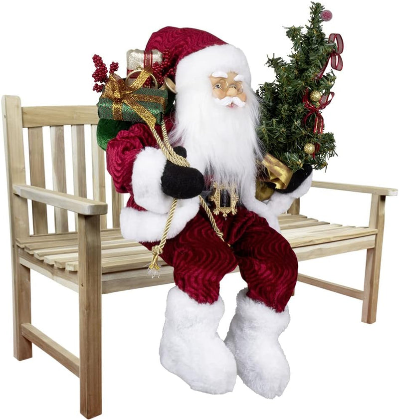 Christmas Paradise Sitzender Weihnachtsmann 45cm Deko-Figur Kantenhocker Santa Nikolaus (Modell Knud