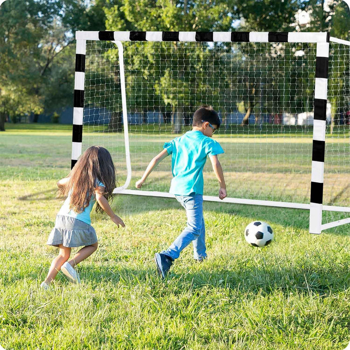 Neo-Sport Fussballtor Fussball Tor für Kinder und Erwachsene Mit Schutzhülle Schwarz Weiss 300x200x9