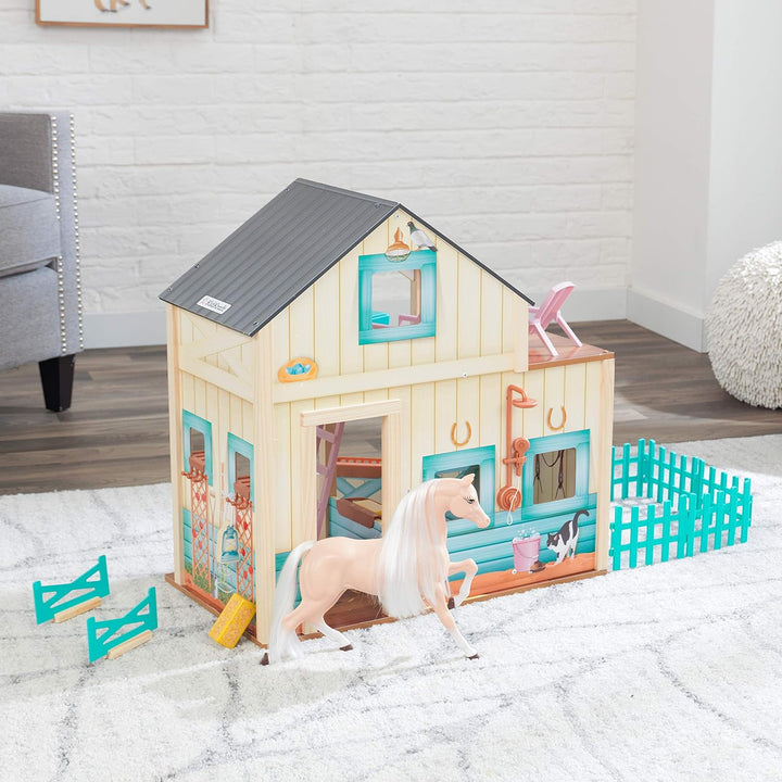KidKraft 63534 Sweet Meadow Reitstall - Spielset aus Holz mit