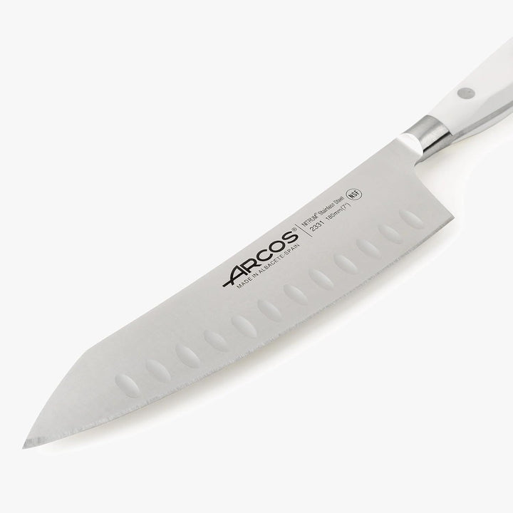 Arcos Serie Riviera Blanc - Rocking Santoku Messer - Klinge aus geschmiedetem Nitrum-Edelstahl 180 m