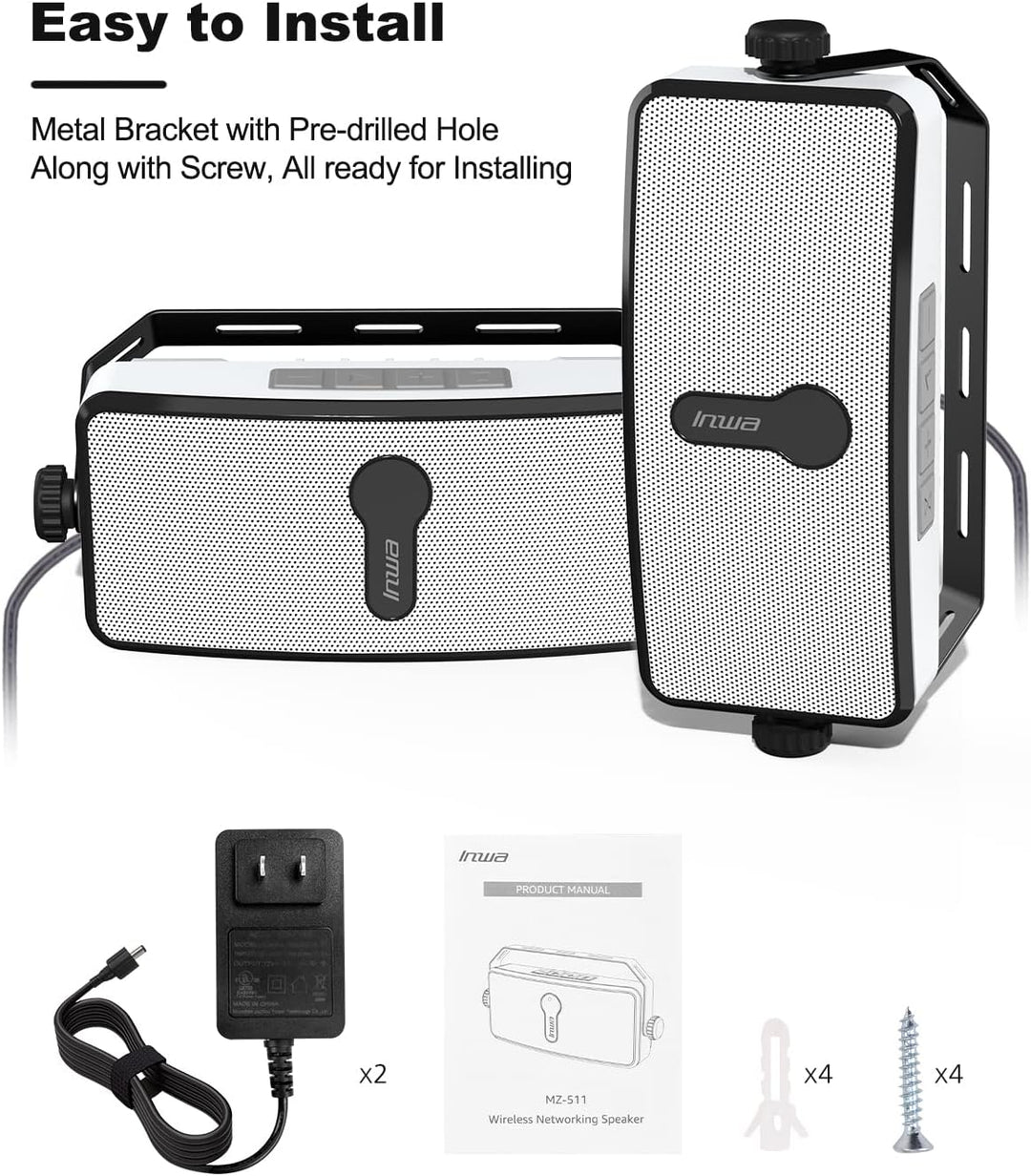 Inwa Bluetooth Outdoor Lautsprecher, Wandlautsprecher, Unbegrenzte Anzahl Synchronisiert, 17 * 10 *