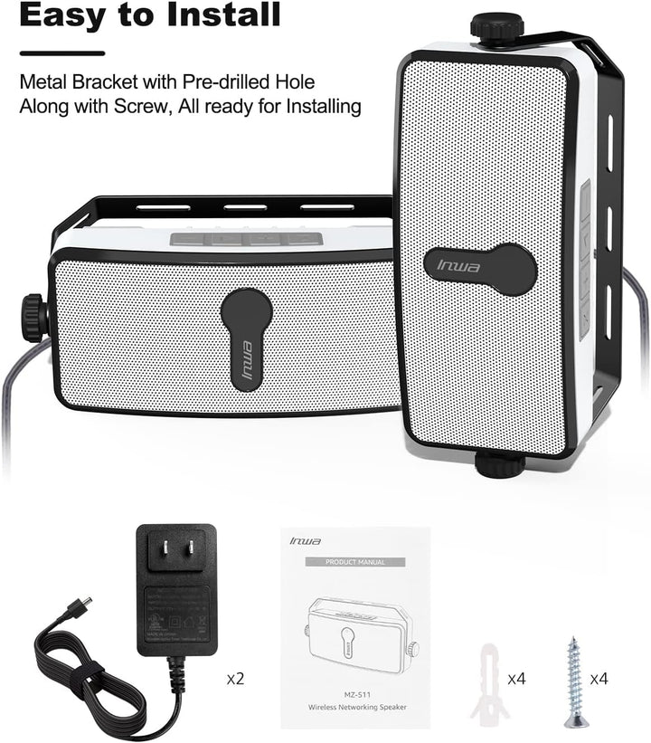 Inwa Bluetooth Outdoor Lautsprecher, Wandlautsprecher, Unbegrenzte Anzahl Synchronisiert, 17 * 10 *