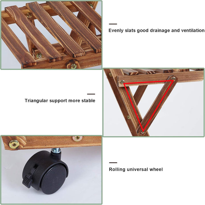 unho Blumenregal Rollbar, Blumentreppe 6 Ebenen, Pflanzentreppe für Indoor Balkon Wohzimmer Outdoor