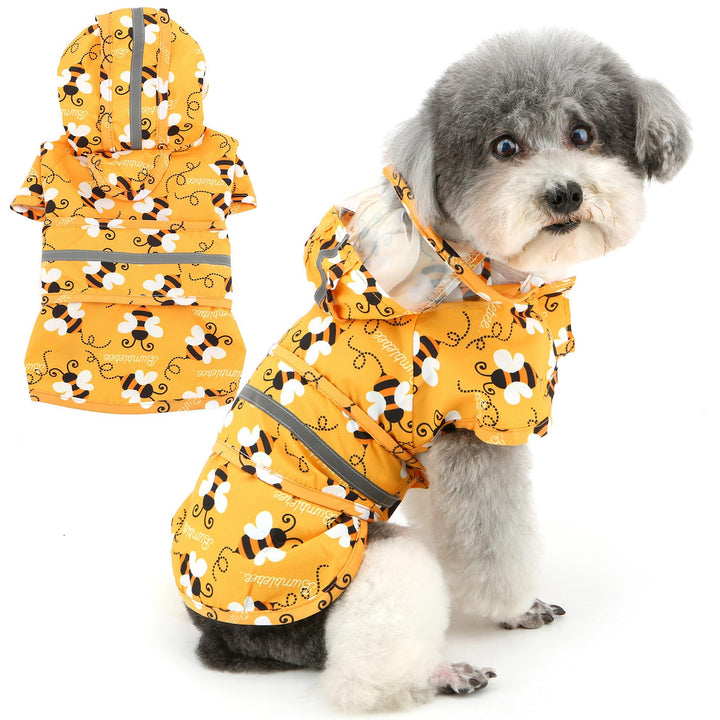 Zunea Wasserdichter Regenmantel mit Kapuze für kleine Hunde Reflektierende Welpen Regenjacke mit Lei