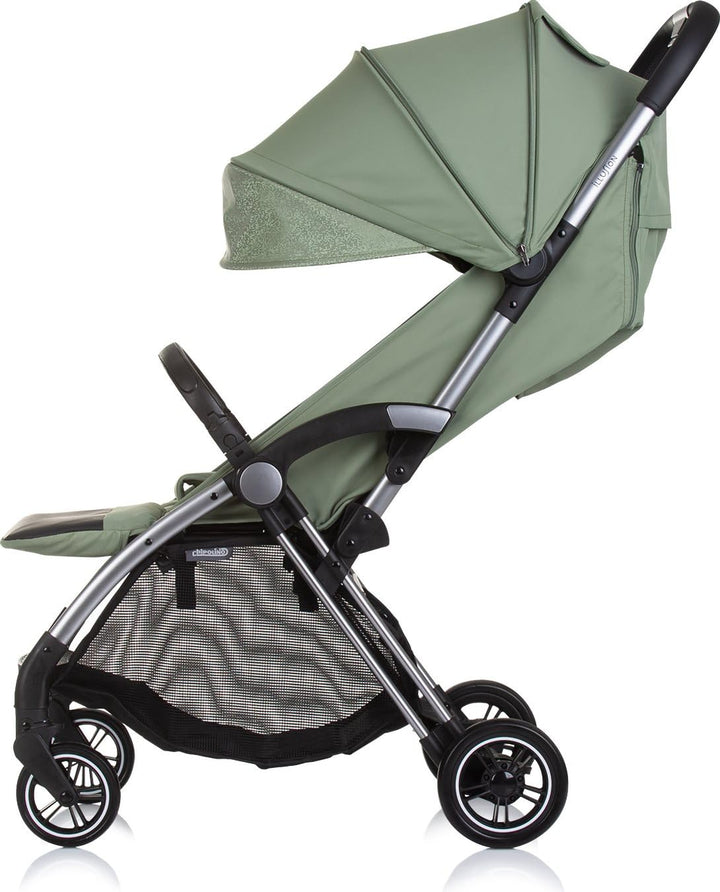 Chipolino Kinderwagen Illusion klappbar, verstellbare Fussstütze, Federung, Korb grün, grün