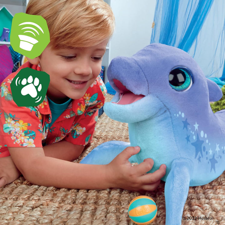 FurReal Hasbro Dimples, Mein lustiger Delfin, 80+ Geräusche und Reaktionen, interaktives Spielzeug,