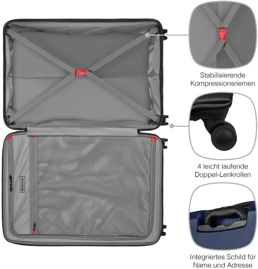 WENGER Pegasus L Hartschalenkoffer mit 4 Rollen, Trolley, L, 99 (115) l, Sicherheitsschloss, Damen H