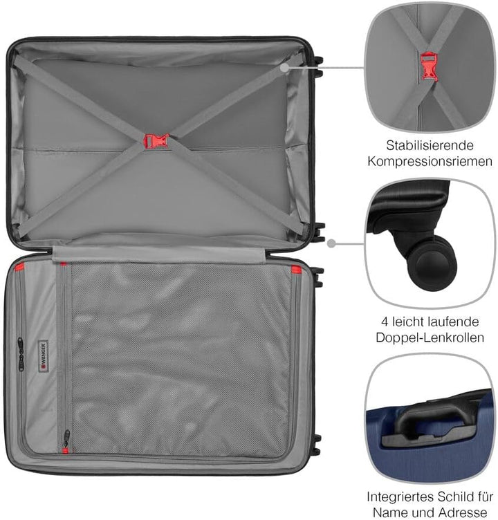 WENGER Pegasus L Hartschalenkoffer mit 4 Rollen, Trolley, L, 99 (115) l, Sicherheitsschloss, Damen H