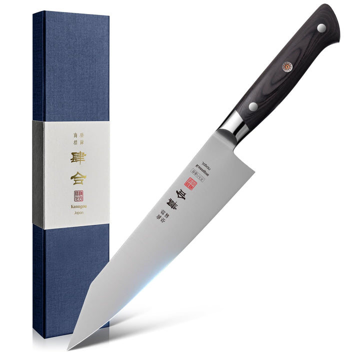 kanngou Classic. Japanisches Messer aus AUS-8 Stahl mit Kompletter Räuchergriff (Kiritsuke Knife, 21