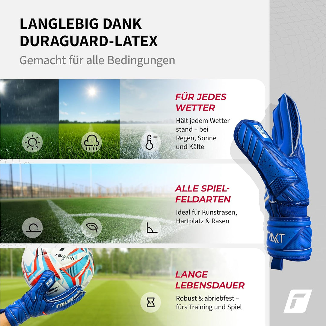 Reusch Unisex Jugend Attrakt Silver Junior Torwarthandschuh 4 Deep Blue / Deep Blue, 4 Deep Blue / D