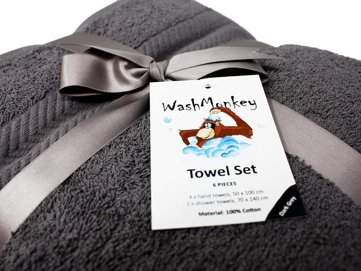 Wash Monkey Handtuch-Set 6-teilig, T24430, Anthrazit, Standard, Anthrazit