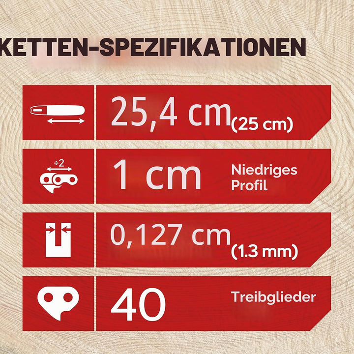 Oregon 3er-Pack Stangensägeketten 3/8" LP für 10 inch (25 cm) Schiene - 40 Antriebsglieder, 1.3mm -