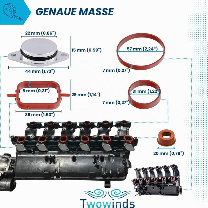 Twowinds Entstörungssatz 6 Eingangsventile (22mm). Vermeiden Sie Motorausfälle E87 E46 E60 E61 320d