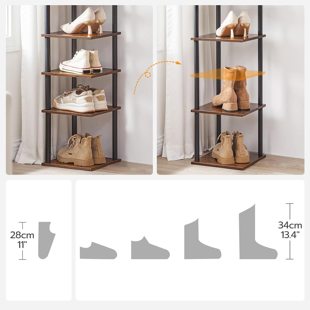 HOOBRO Schuhregal, 8-lagiges Eckschuhregal, schmales Schuhablage, Schuhschrank, Schuhständer, Flur,