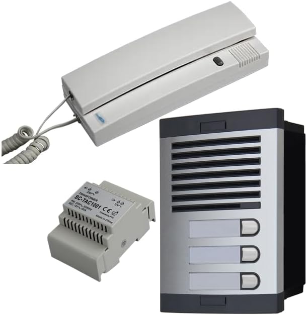 Automatische Türsprechanlage mit analogem 4+n-System, für Gemeinschaften. Komplett: Strassenplatte,
