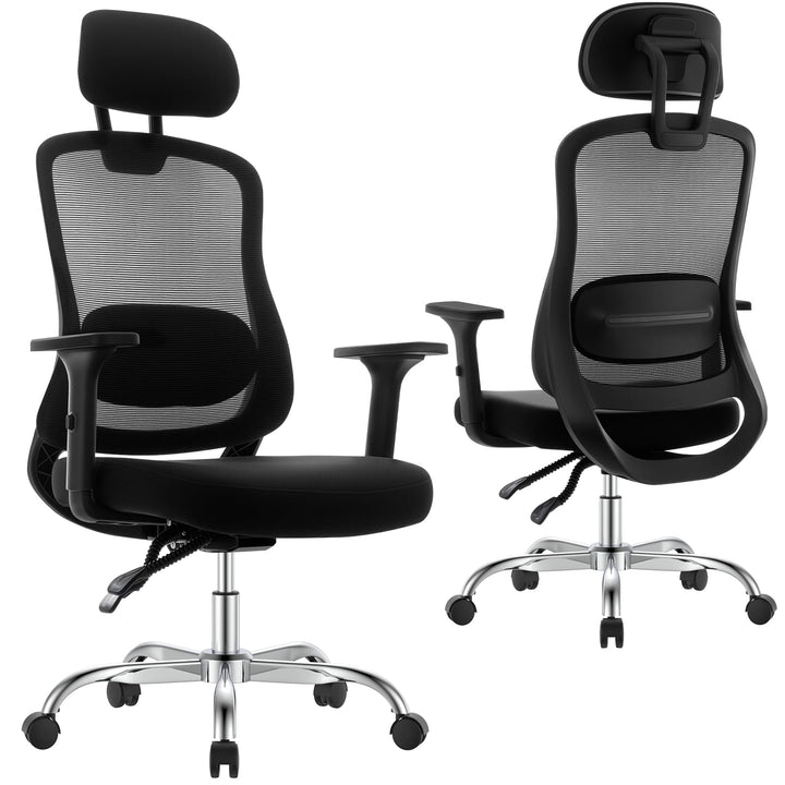 naspaluro Ergonomischer Bürostuhl mit Netzrücken, höhenverstellbar, feststellbare Rückenlehne, Schre