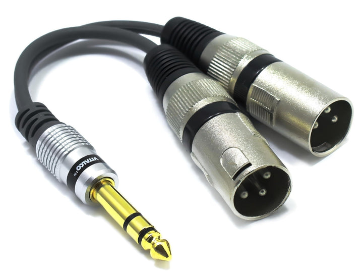 2x XLR Stecker auf 6,3mm Stereo Klinke Adapter Mikrofon 3 Polig auf 6.3 TRS Klinkenstecker Audio Kab