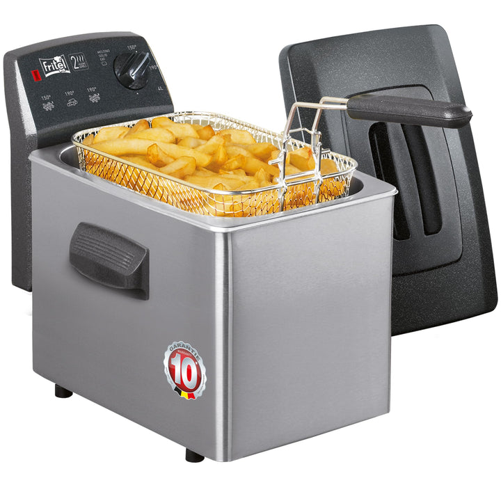 FRITEL Fritteuse Turbo SF 4350M - Doppelwiderstand - 4 Liter - mit Kunststoff-Staubdeckel - 2800W