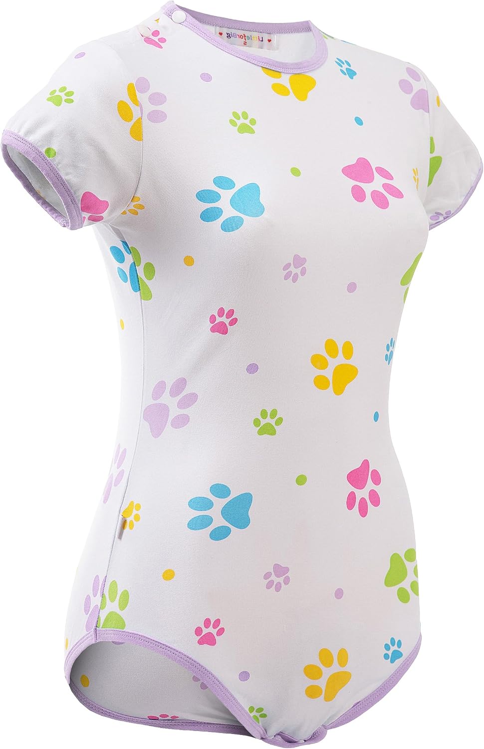 LittleForBig Baumwolle Strampler Onesie Pyjamas Bodysuit - Baby Pfoten Strampler Violett M, Violett
