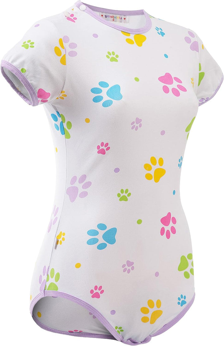 LittleForBig Baumwolle Strampler Onesie Pyjamas Bodysuit - Baby Pfoten Strampler Violett M, Violett